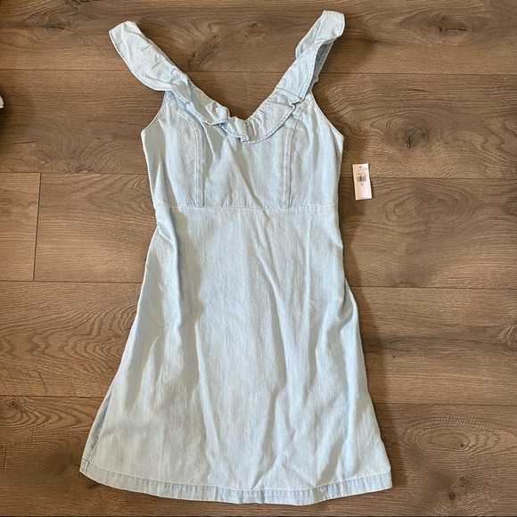 Chambray sleeveless ruffle fit and flare dress - Picture 2 of 7